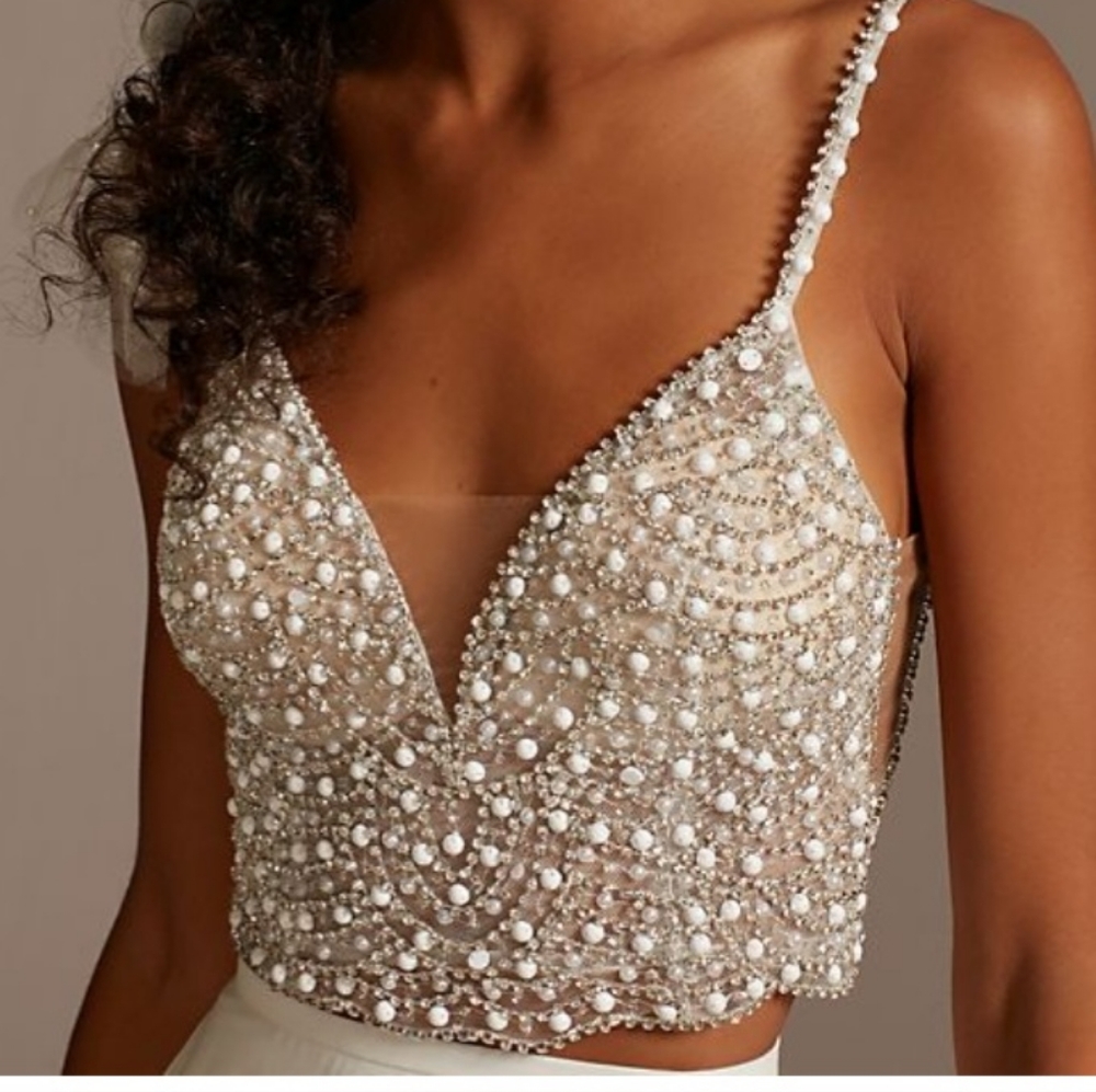 Davids Bridal Pearl Bridal Top